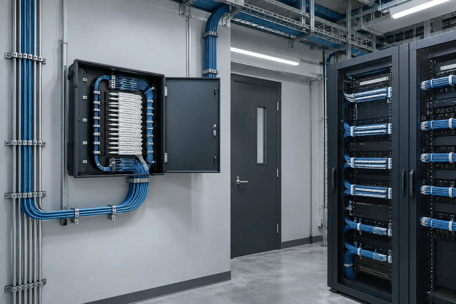Imagem editorial de infraestruturas de comunicações